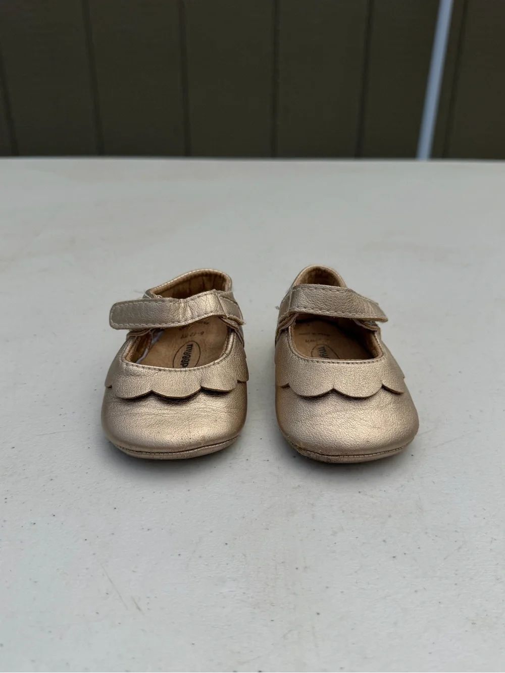 my ggpp Metallic Gold Mary Jane Shoes with Scallop Trim